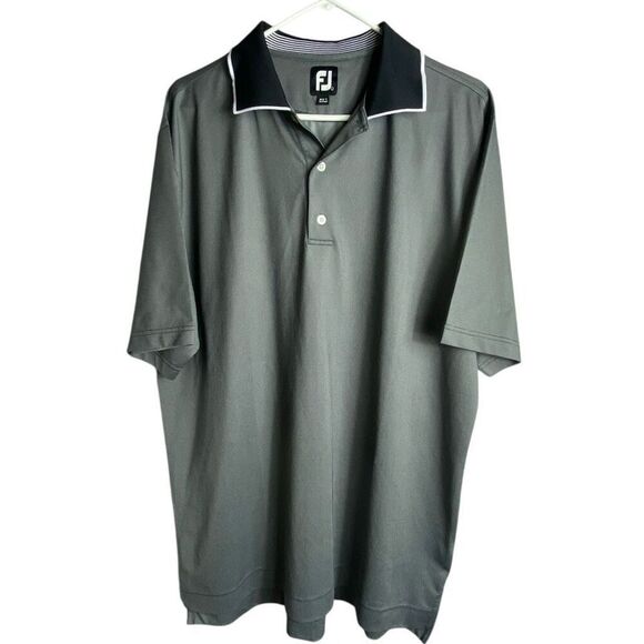 FootJoy Golf Polo Shirt Size Large Gray Black Collar Performance Moisture Wickin - Picture 1 of 6
